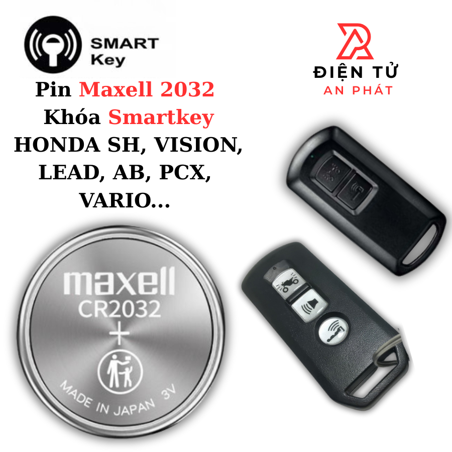 Pin thay thế Remote Smartkey oto,xe máy Honda,SH,Vision,Lead,Air Blade,Vario,PCX – Pin CR2032 MAXELL 3V