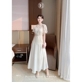 Set Áo Ren Hoa Phối Chân Váy Tơ Tiểu Thư LA ROSA Set Công Sở, Dự Tiệc, Dạo Phố Tôn Dáng S871