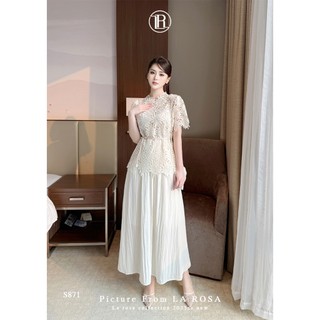 Set Áo Ren Hoa Phối Chân Váy Tơ Tiểu Thư LA ROSA Set Công Sở, Dự Tiệc, Dạo Phố Tôn Dáng S871