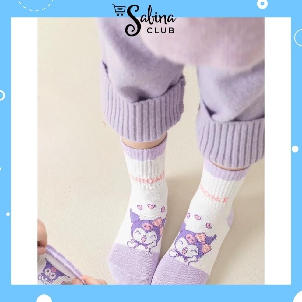 Set 5 đôi tất cotton Kuromi và MELODY sợi bông mềm mại thoáng khi khử mùi siêu dễ thương [FREESHIP]
