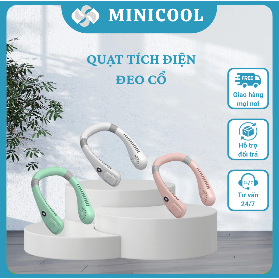 Quạt tích điện đeo cổ tiện lợi Minicool- Trắng, Xanh, Hồng | Shopee ...