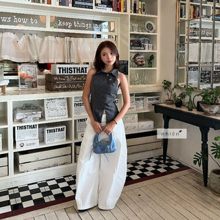 𝐒𝐡𝐚𝐝𝐨𝐰𝐥𝐢𝐧𝐞 𝐓𝐨𝐩 - Áo kiểu nữ cổ sơ mi - áo tanktop thiết kế phối đính nút đá nhien.official NAS00030