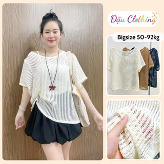 Áo Thun Lưới Form Rộng Tay Ngắn Cổ Tròn Cá Tính Cho Chubby Đi Biển 50-92kg A318