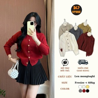 Áo Cardigan Len Cổ Bẻ Basic Nhiều Màu 247store Cài Cúc Trơn Siêu Xinh Mặc Đi Làm Đi Học Dễ Phối Đồ Aokhoaclen556