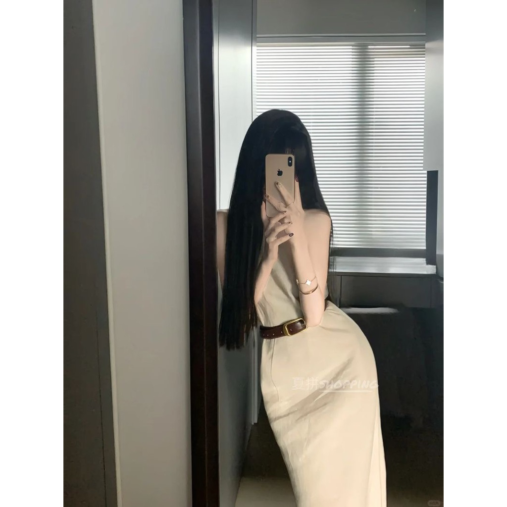 [ẢNH THẬT]-Lấy lên 1 size-Váy dài trơn basic kèm đai tôn dáng – form chuẩn thanh lịch, sang chảnh nhẹ nhàng. Size S->XL