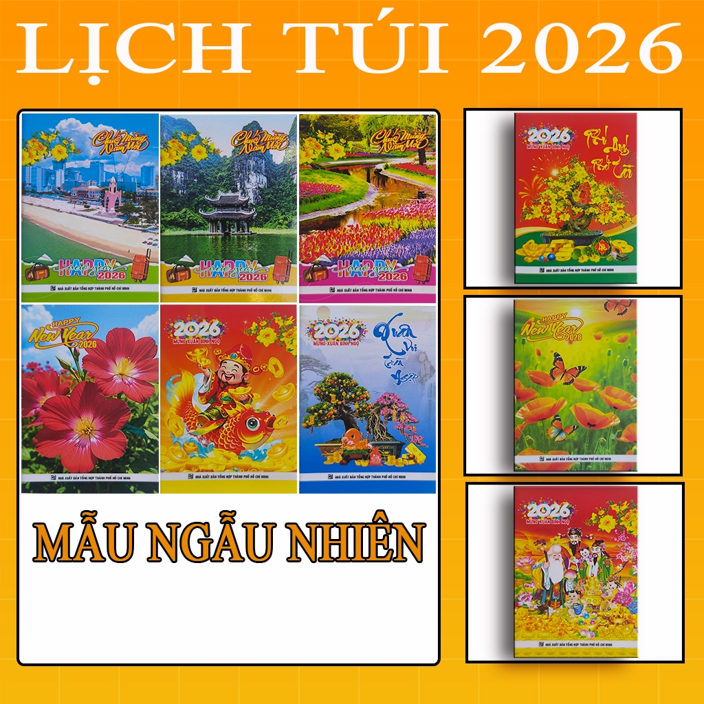 Lịch túi 2026 – Mẫu lịch Tết đẹp, in màu sắc nét, giao ngẫu nhiên chủ đề Xuân An Khang
