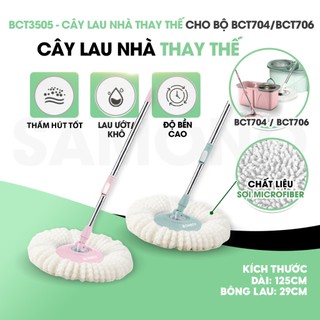 Cây Lau Nhà 360 độ xoay tay BonboxBCT3505 Kèm Bông Lau Nhà, Chổi Lau Nhà Thông Minh Bông Tròn Thay Thế cho BCT706/ BCT70