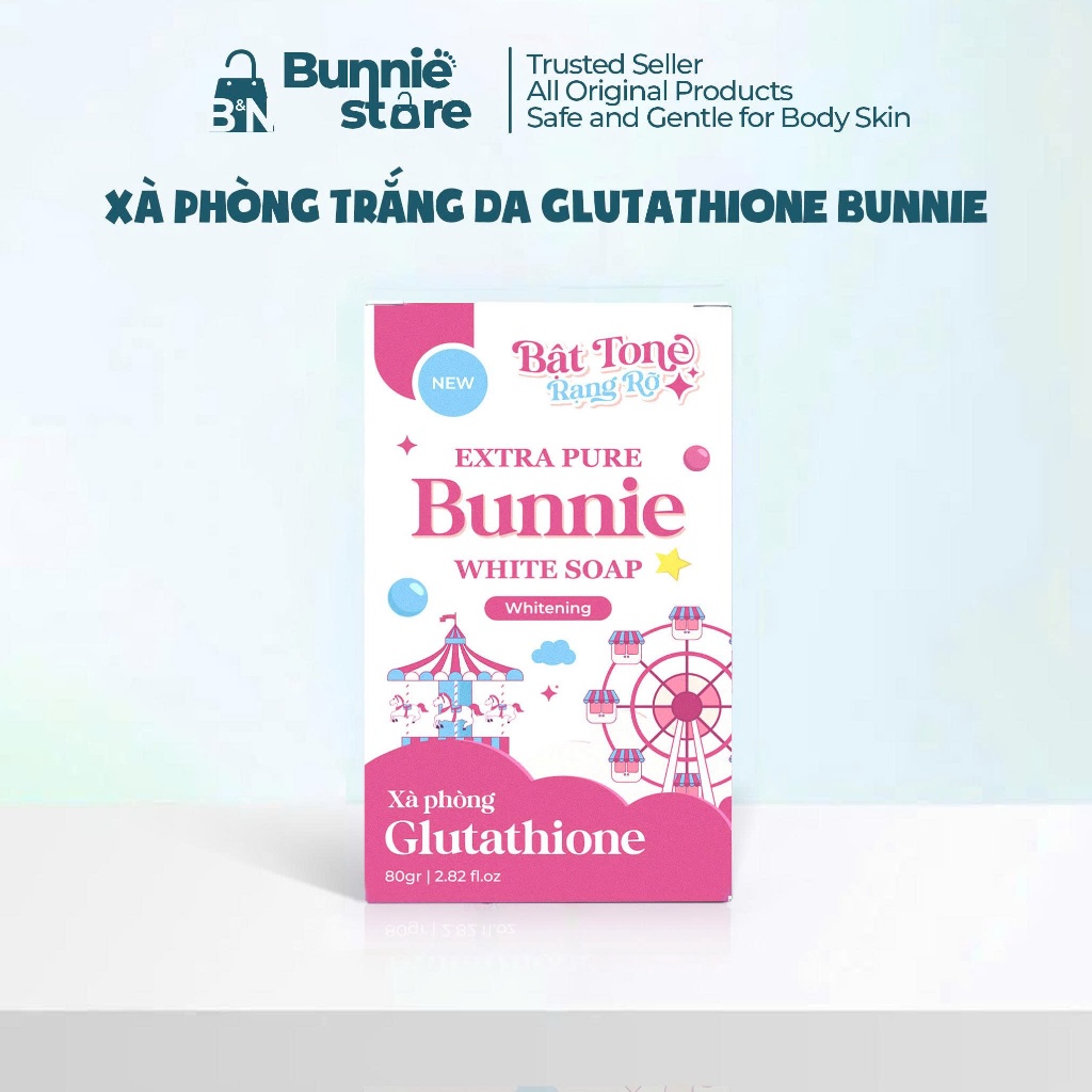 xà phòng glutathione MUA 2 TẶNG 1] Xà phòng Glutathione Bunnie hỗ trợ LÀM SÁNG DA , NÂNG TONE,  dưỡng ẩm, làm mịn da 80G