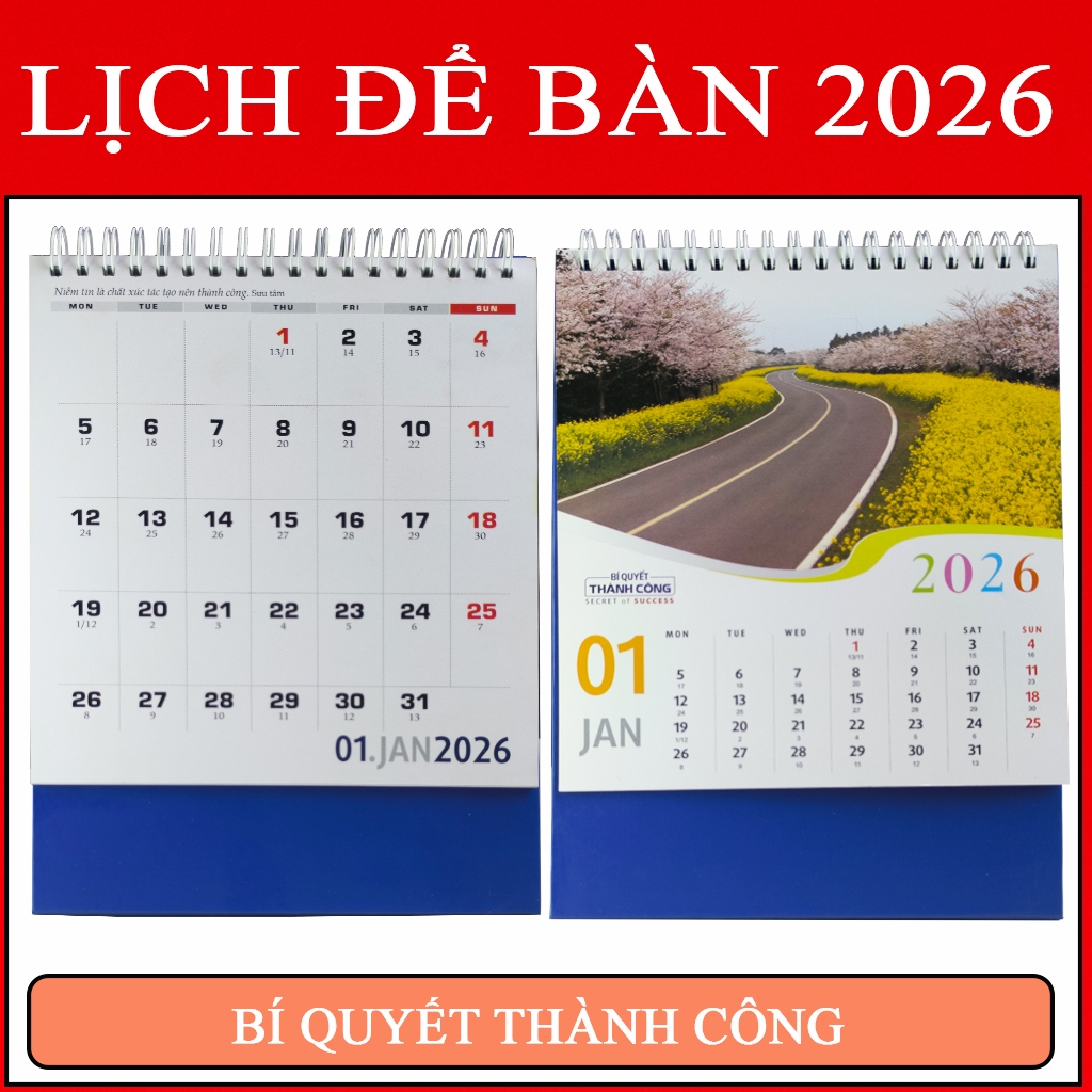 Lịch để bàn 2026 – Mẫu lịch Tết đẹp chủ đề Quê Hương, Cảnh Đẹp, Thành Công, Sắc Màu