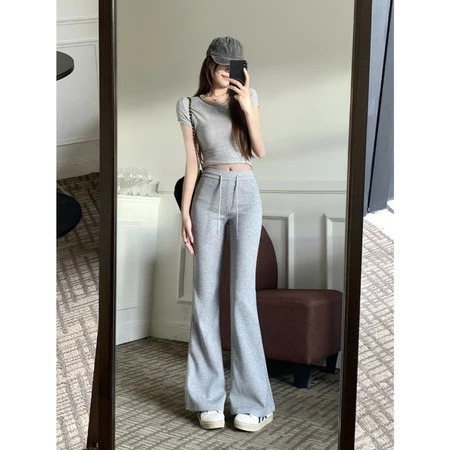 Quần Nỉ Ống Loe Nữ Lưng Cao Cạp Chun Nâng Mông Ôm Đùi Quần Nỉ 2 Da Bigsize Ống Loe Tôn Dáng BEU