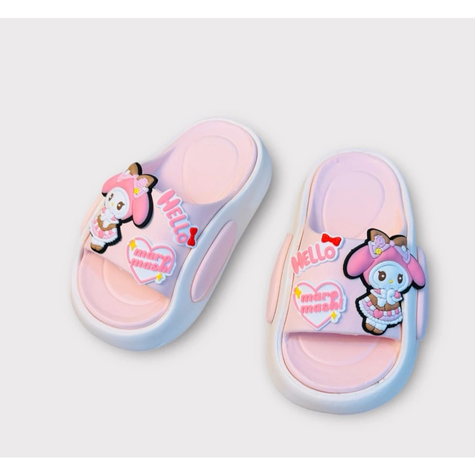 Dép bánh mì đế cong cao 4 phân cho bé gái hình thỏ babythree siêu dễ thương êm chân