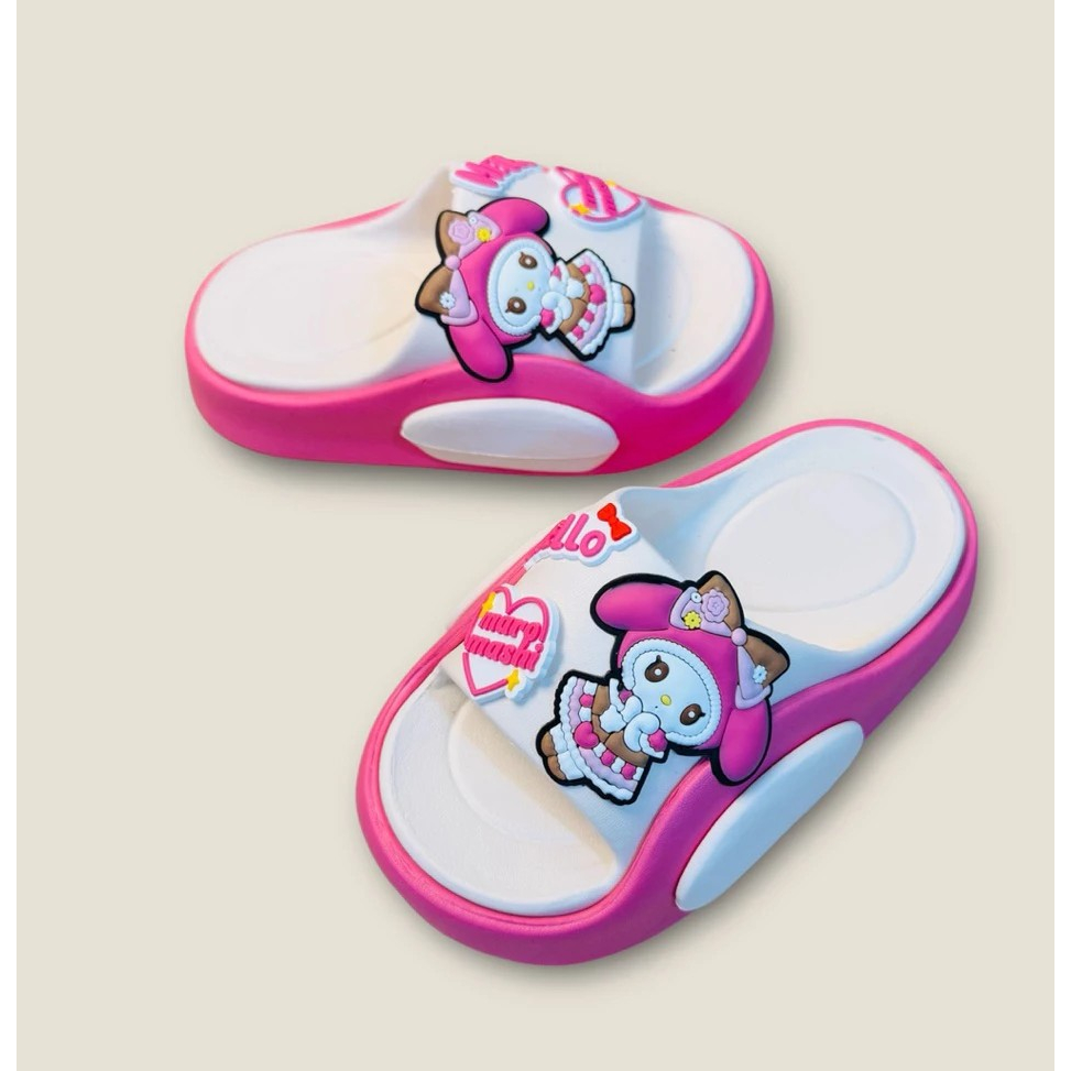 Dép bánh mì đế cong cao 4 phân cho bé gái hình thỏ babythree siêu dễ thương êm chân
