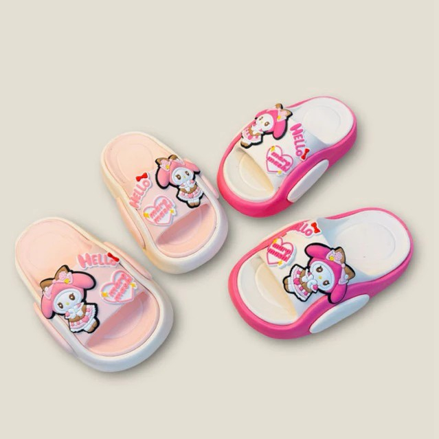 Dép bánh mì đế cong cao 4 phân cho bé gái hình thỏ babythree siêu dễ thương êm chân