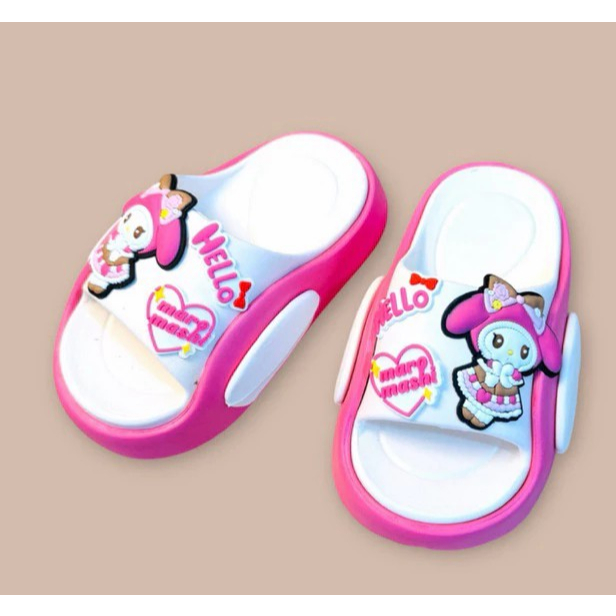 Dép bánh mì đế cong cao 4 phân cho bé gái hình thỏ babythree siêu dễ thương êm chân
