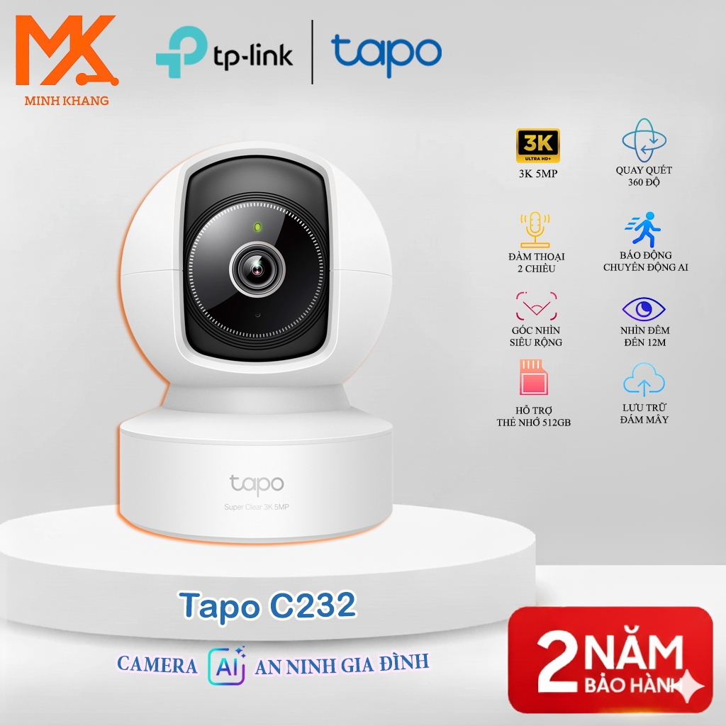Tapo C232 5M Camera AI Wi-Fi An Ninh Gia Đình – Quay Quét 360°, Nhận ...