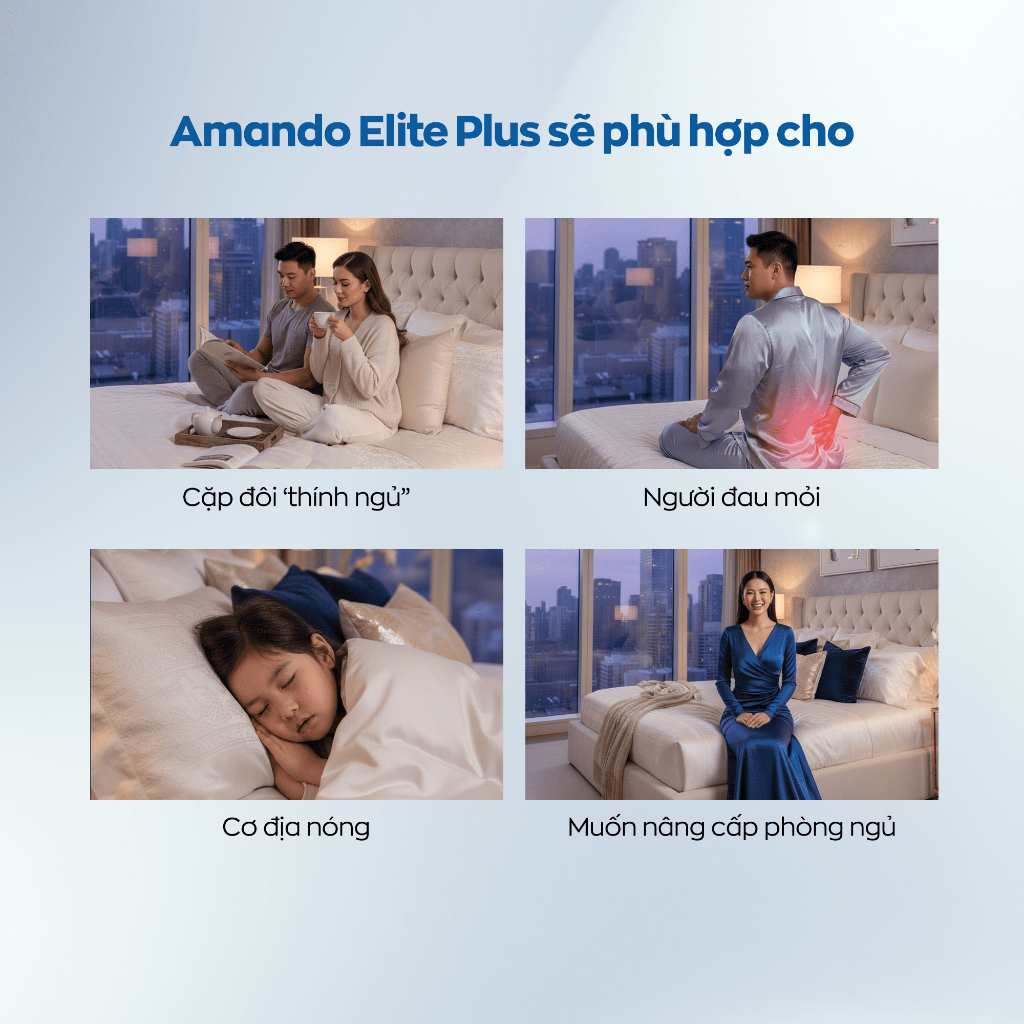 Nệm Lò xo túi độc lập giảm tiếng ồn Amando Elite Plus A - Đệm lò xo cao cấp
