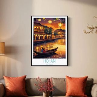 Tranh treo tường hình phố Hội An BH177 - Tranh Treo Decor, Trang Trí Nhà Homstay, Quán Cafe, Nhà Hàng