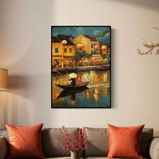 Tranh treo tường hình phố Hội An BH177 - Tranh Treo Decor, Trang Trí Nhà Homstay, Quán Cafe, Nhà Hàng