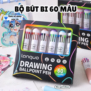 Bút Bi 60 Màu Vẽ, Cầm Tay Êm Mượt, Thiết Kế Dễ Thương, Tặng Học Sinh Sinh Viên