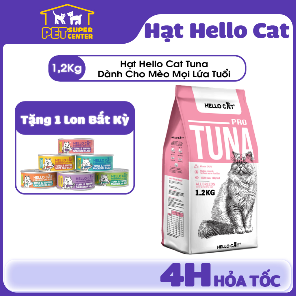 Thức Ăn Hạt Cho Mèo HELLO CAT TUNA Vị Cá Ngừ Cho Mèo - Túi 1,2Kg ...