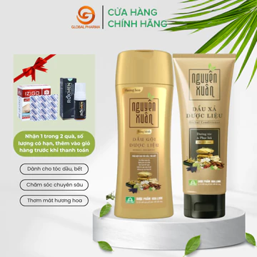 Combo Dầu gội và dầu xả Nguyên Xuân vàng dưỡng tóc bồng bềnh NX5, dầu gội dược liệu Nguyên Xuân cho da dầu giảm bết