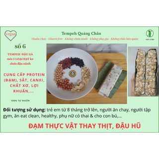 TEMPEH ĐẬU GÀ mix 5 LOẠI HẠT gói lá chuối (số 6) (ko đậu nành)-đạm thực vật thay đậu hũ