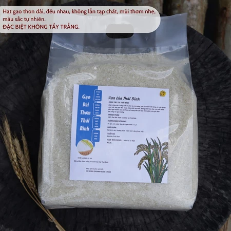 5kg Gạo Đài Thơm - Canh tác tại Thái Bình - Dẻo Vừa, Thơm, Ngọt Cơm - Không tẩy trắng - Gạo 5 tấn