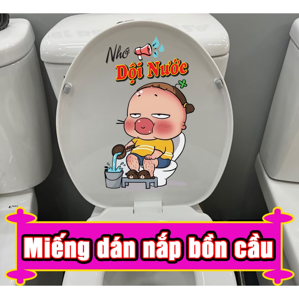 Miếng Dán Decal Trang Trí Bồn Cầu Toilet Decal Quỳnh Aka Trang Trí Nhà Tắm, Nhà Vệ Sinh Không Phai,Lababo nơi công cộng