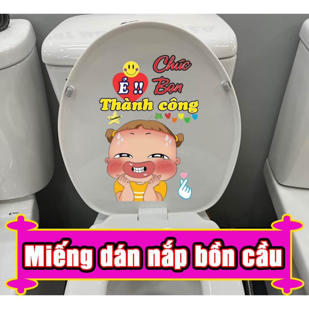 Miếng Dán Decal Trang Trí Bồn Cầu Toilet Decal Quỳnh Aka Trang Trí Nhà Tắm, Nhà Vệ Sinh Không Phai,Lababo nơi công cộng