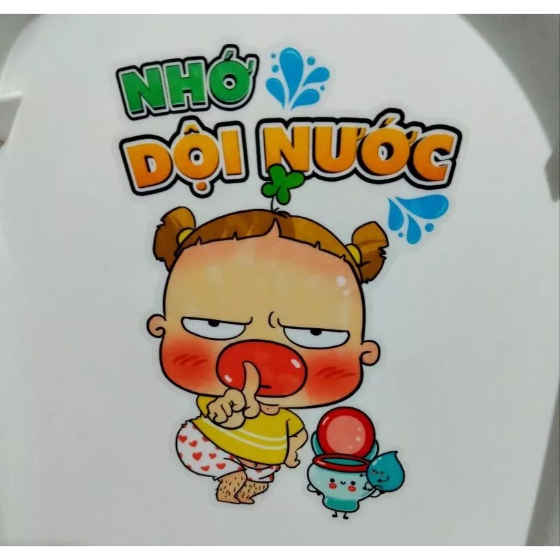 Miếng Dán Decal Trang Trí Bồn Cầu Toilet Decal Quỳnh Aka Trang Trí Nhà Tắm, Nhà Vệ Sinh Không Phai,Lababo nơi công cộng