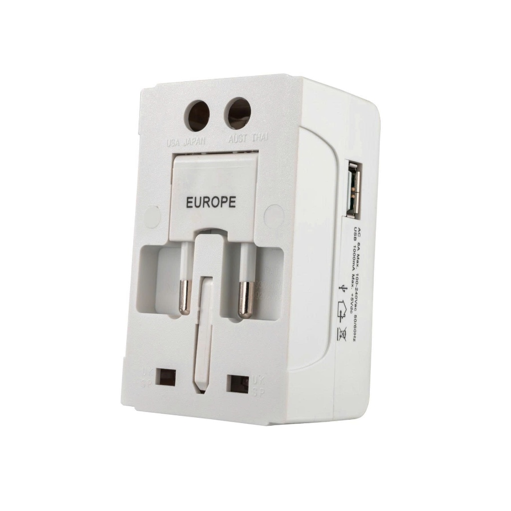 (CHÍNH HÃNG) MPE - Ổ cắm du lịch có tích hợp cổng USB thiết kế nhỏ gọn tiêu chuẩn Châu Âu Chính hãng MPE Phú Cường