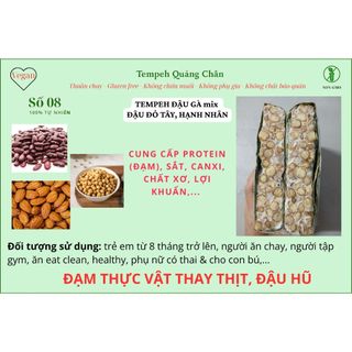 Hỏa tốc TEMPEH ĐẬU GÀ mix ĐẬU ĐỎ TÂY, HẠNH NHÂN (SỐ 8) - thay thịt, đậu hũ cho người ăn chay