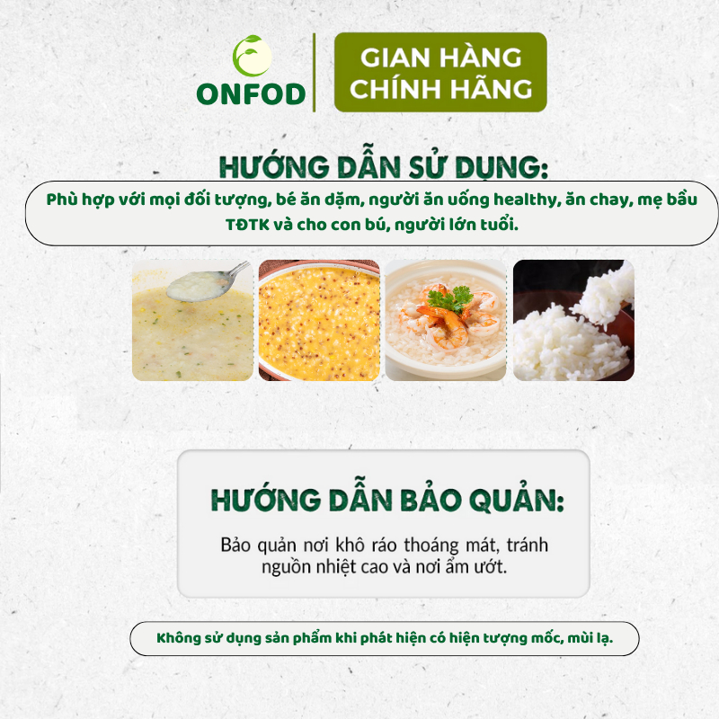 Gạo sữa ăn dặm cho bé ST25 Collagen hữu cơ ONFOD nấu cơm cháo ăn kiêng giảm cân cho người tiểu đường eat clean