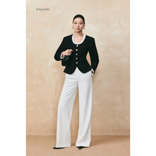 Blazer cổ tròn tay phồng HAGOO phong cách công sở thanh lịch [B8049]