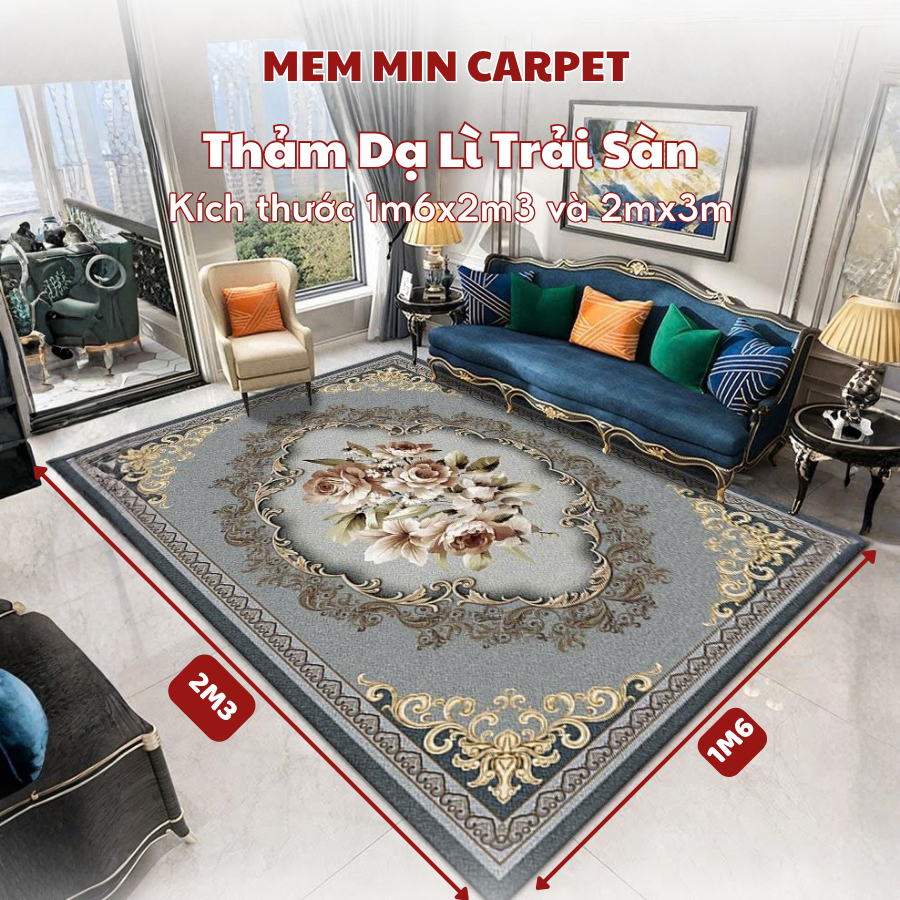 Thảm Bali Dạ Lì Trải Sàn Phòng Khách, Thảm Trải Sàn Trang Trí Phòng Khách Kích Thước 2mx3m, 1m6x2m  - MemMinCarpet