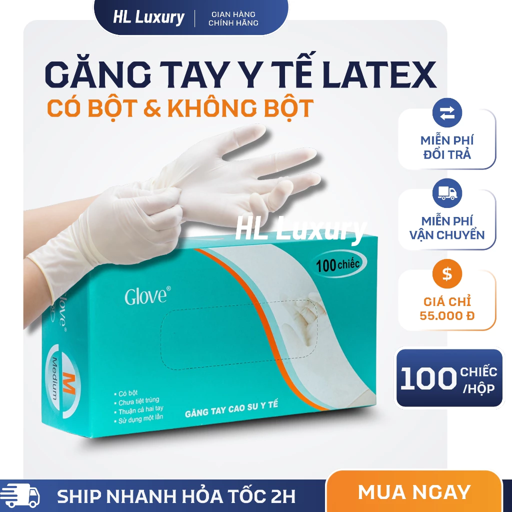 [Hộp 100 chiếc ] Găng Tay Y Tế Cao Su Có Bột Không Bột | Đạt Tiêu Chuẩn An Toàn — bếp nhà mình