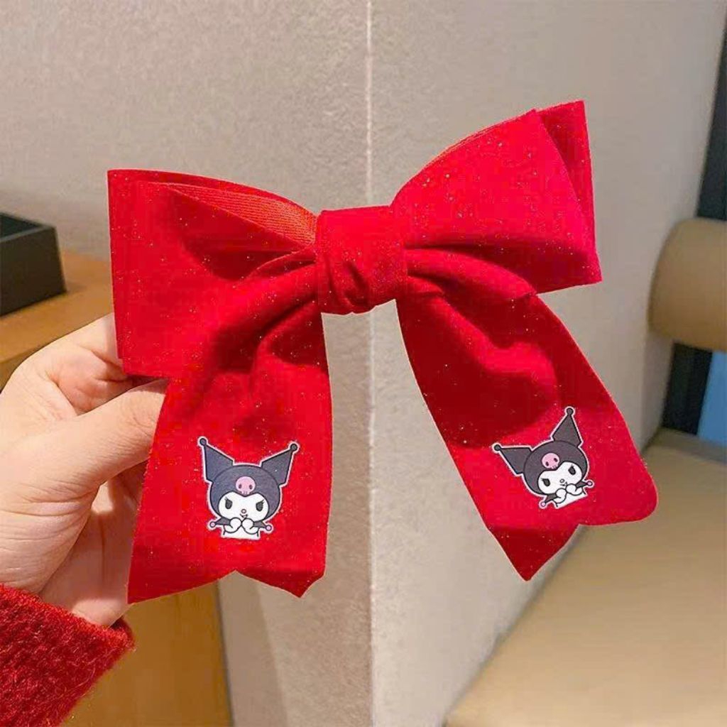 Kẹp Tóc Nơ Đỏ Bản To Vải Nhung Dễ Thương Phong Cách Hàn Quốc Phụ Kiện Tóc Cho Nữ Và Bé Gái Empoli