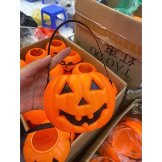 [ Tutuchan ] Gio bí ngô xin kẹo Hallowen, giỏ bí ngô cao cấp có nhạc, đèn