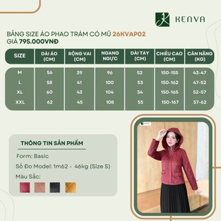 26KVAP02, 26KVAP10 Áo khoác phao nữ KENVA trần bông cản gió chống nước thiết kế trẻ trung hiện đại  26KVAP02, 26KVAP10