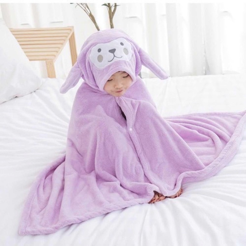 Khăn tắm cho bé khăn tắm có mũ hình thú bông mềm thấm hút cực tốt vải cotton siêu mịn, không bị xổ lông hay phai màu