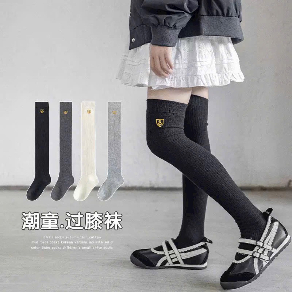 Tất Bé Gái Tất Cao Cấp Mùa Xuân Thu Thêu Tất Bắp Chân Trẻ Em Bé Gái Thu Đông Tất Trên Đầu Gối Nữ Vớ Cho Bé