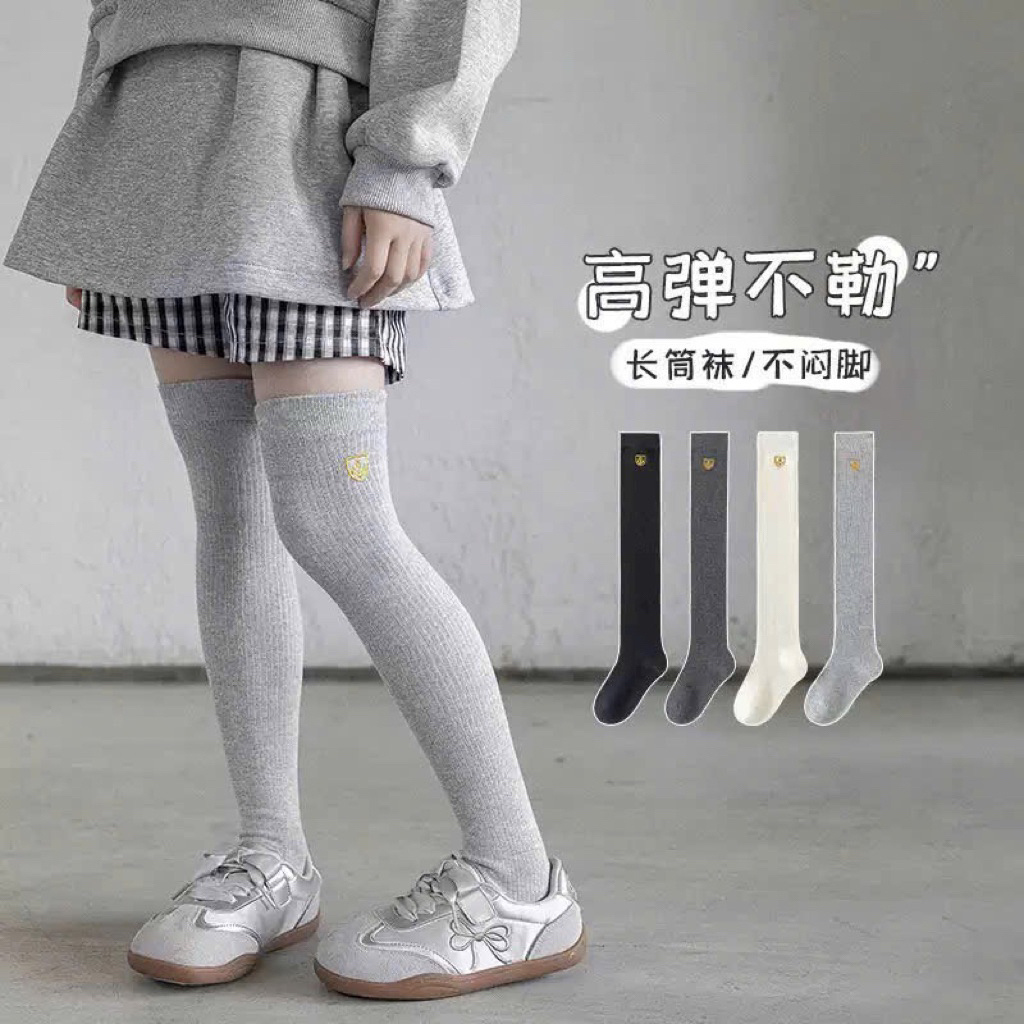 Tất Bé Gái Tất Cao Cấp Mùa Xuân Thu Thêu Tất Bắp Chân Trẻ Em Bé Gái Thu Đông Tất Trên Đầu Gối Nữ Vớ Cho Bé