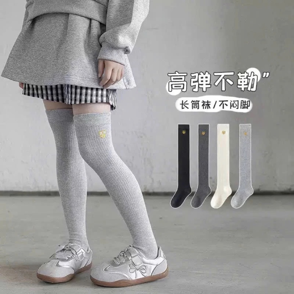 Tất Bé Gái Tất Cao Cấp Mùa Xuân Thu Thêu Tất Bắp Chân Trẻ Em Bé Gái Thu Đông Tất Trên Đầu Gối Nữ Vớ Cho Bé