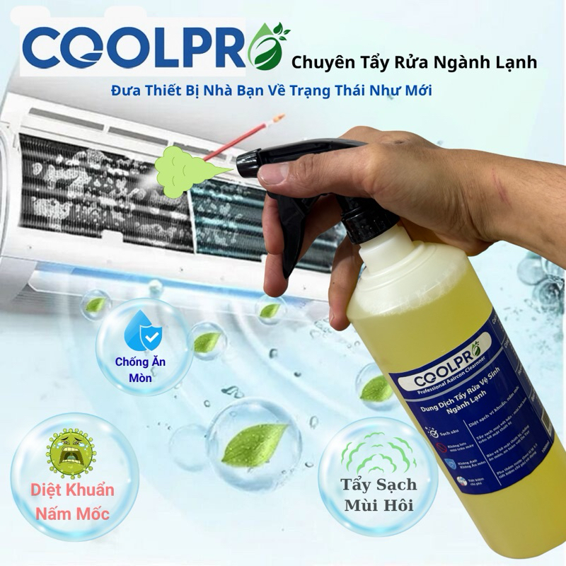 ( Siêu Rẻ ) Tẩy Rửa Điều Hoà CoolPro - dung dịch vệ sinh chuyên Cho Thợ ngành lạnh - chai xịt 1lit