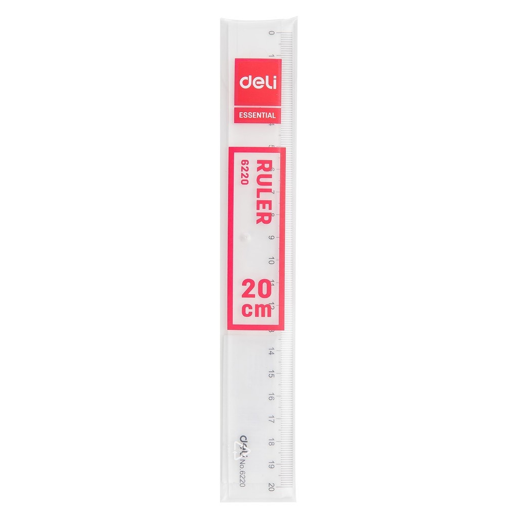 Thước Kẻ Nhựa Deli 20/30cm – Trong Suốt, Chất Liệu PS Bền, Chống Trầy Xước, Học Sinh & Văn Phòng