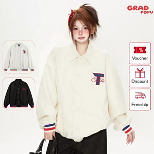 Áo khoác bóng chày cổ điển Mỹ unisex GRDAPOPU cleanfit thời trang xuân thu 2025 dành cho cặp đôi AK233