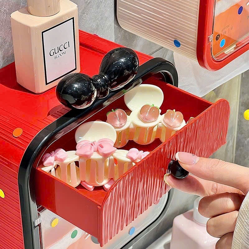 Hộp đựng giấy vệ sinh gắn tường tặng kèm nơ và sticker xinh xắn