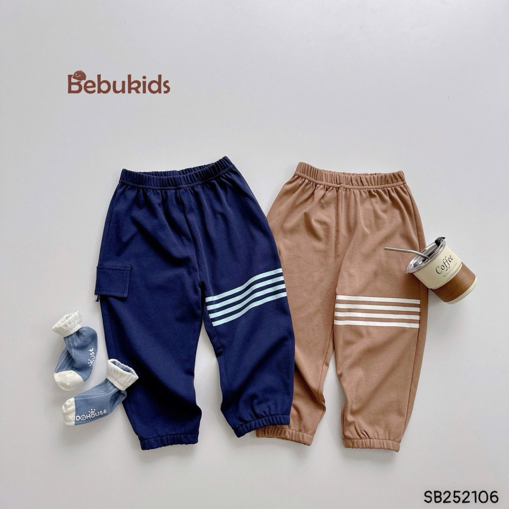 Bộ cotton dài tay in tràn ngôi sao Bebukids phối quần nắp túi cho bé 8-21kg