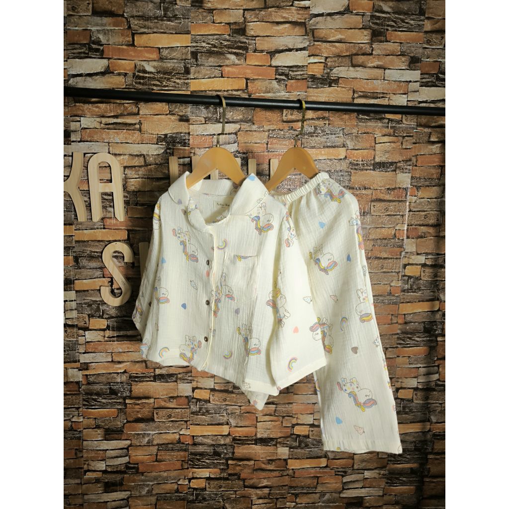Bộ thu đông Pijama Xô Muslin Dài Tay - Bộ Ngủ Thoải Mái Cho Bé Yêu