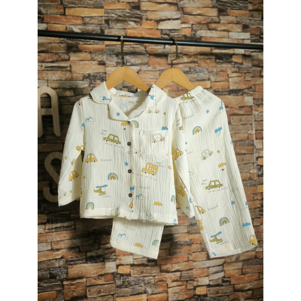 Bộ thu đông Pijama Xô Muslin Dài Tay - Bộ Ngủ Thoải Mái Cho Bé Yêu
